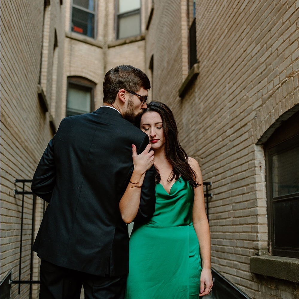 Green Satin Intermix Dress